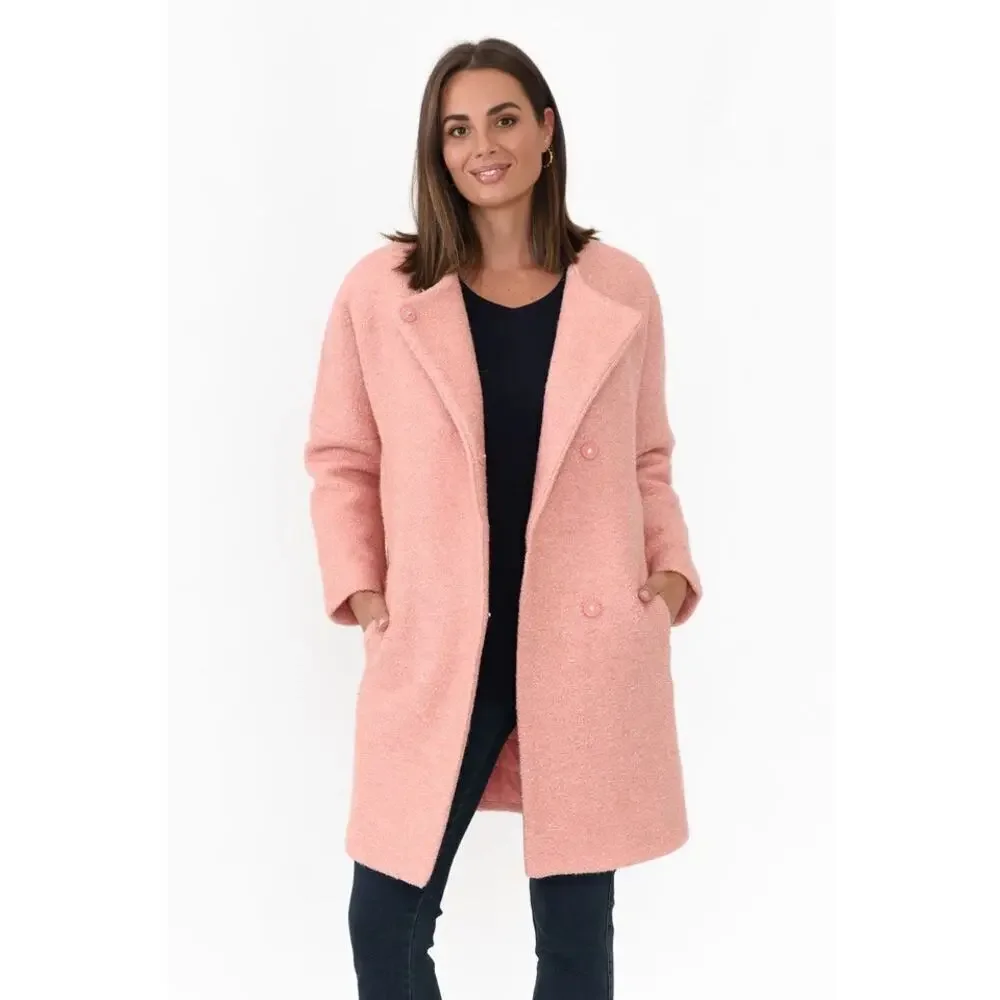 FOIL Senseo One For The Senses Wool Blend Boucle Coat Winter Peach NWT Size 12